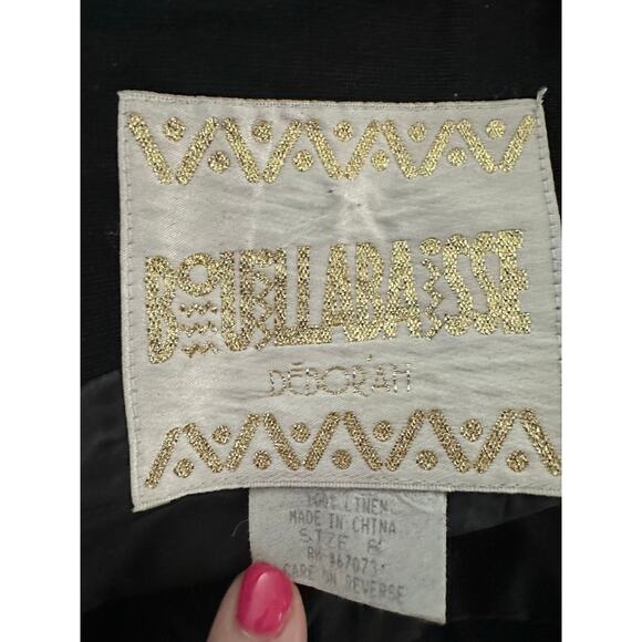 BOUILLABAISSE Deborah Vintage Black Linen Gold-Tone Metal Medallion Straps Dress - Picture 8 of 10